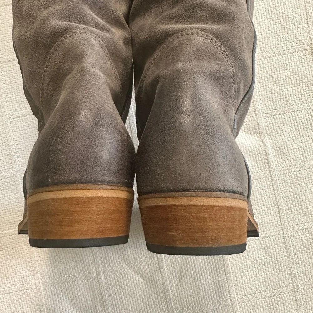 BRONX Tremble Tall Leather Boots 41 US 10 Taupe Over Knee Equestrian Minimalist